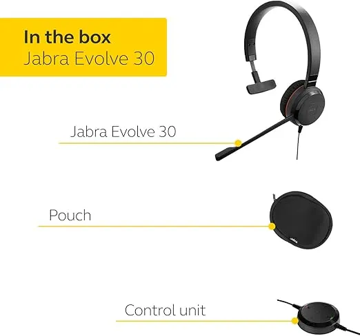 Jabra 5393-829-309 Evolve 30 Ii Mono Uc - Professional Unified Communicaton Headset, black, Mono Speaker