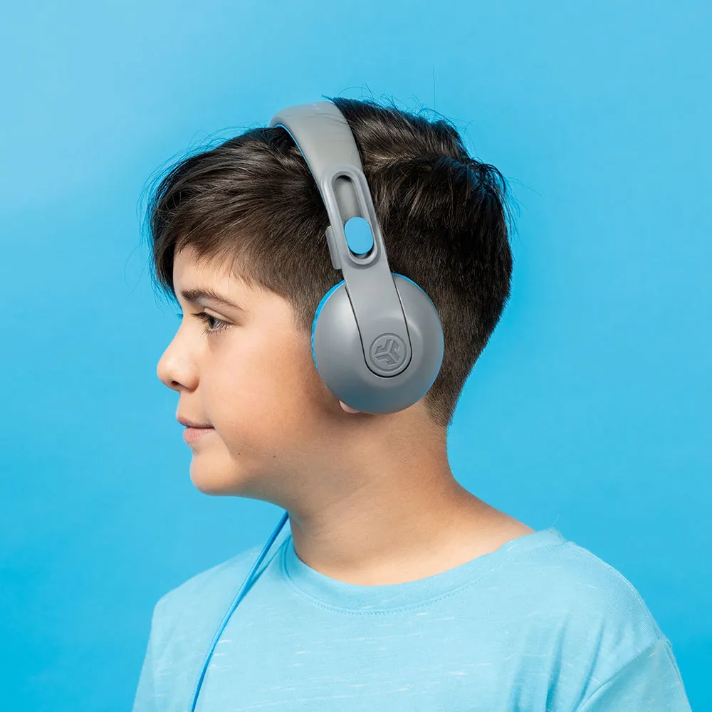 JLab Jbuddies Studio 2 Over-Ear Wireless   Wired Kids Headphone - Grey & Blue | IEUHBKSTU2RGRYBLU122