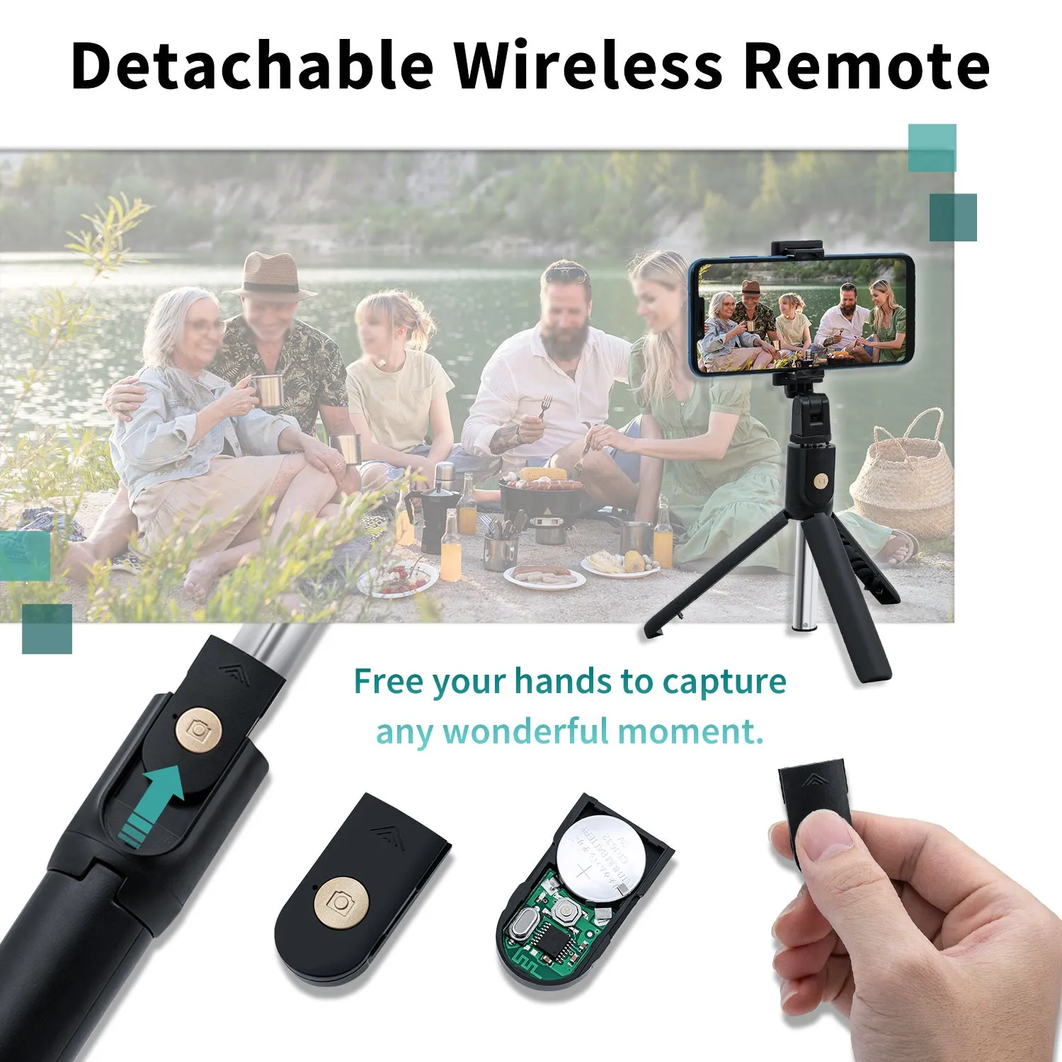 K07 Selfie Stick Integrated Tripod Stand with Wireless Remote for Mobile Phone