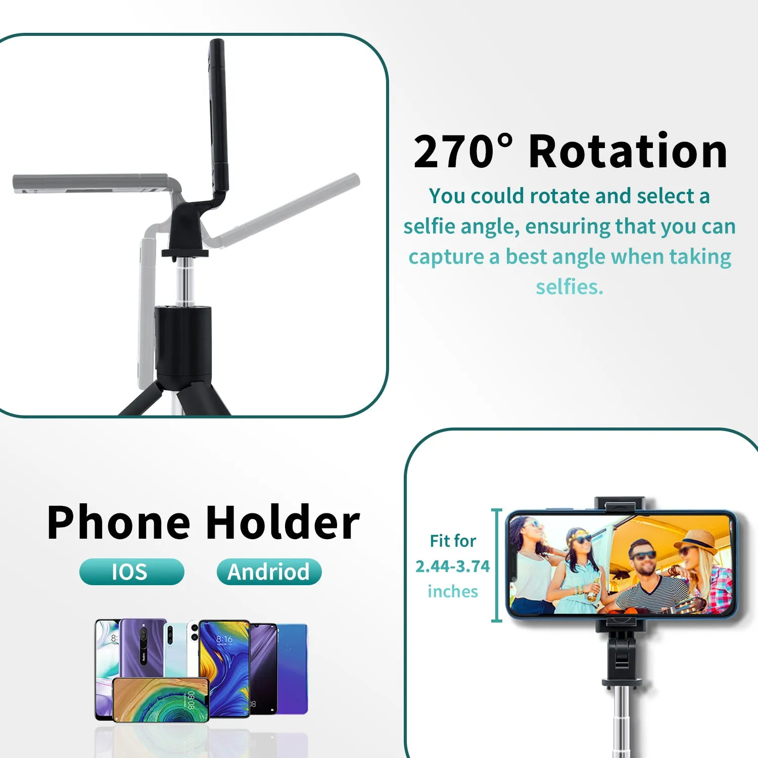 K07 Selfie Stick Integrated Tripod Stand with Wireless Remote for Mobile Phone