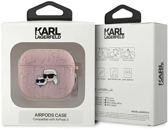 Karl Lagerfeld Monogram Karl & Choupette Head Case for AirPods 3 Pink - KLA3PGKCPP