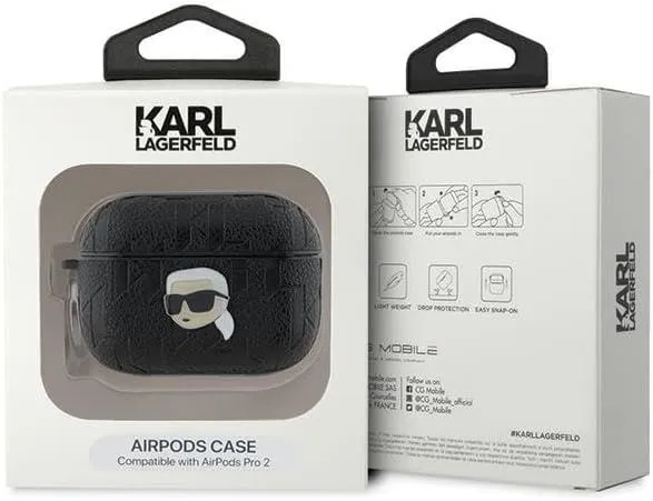 Karl Lagerfeld Monogram Karl Head Case for AirPods Pro 2 Black - KLAP2PGKIPK