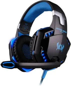 KOTION EACH G2000 Pro Gaming Headset with Mic Over-Ear Led Stereo Music Gaming Headphones Earphone for PS4, New Xbox One, Laptop Tablet Game - Blue-Black