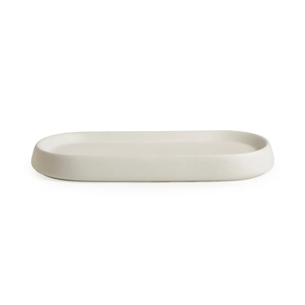 Matte White Ceramic Bath Accessories, Tray