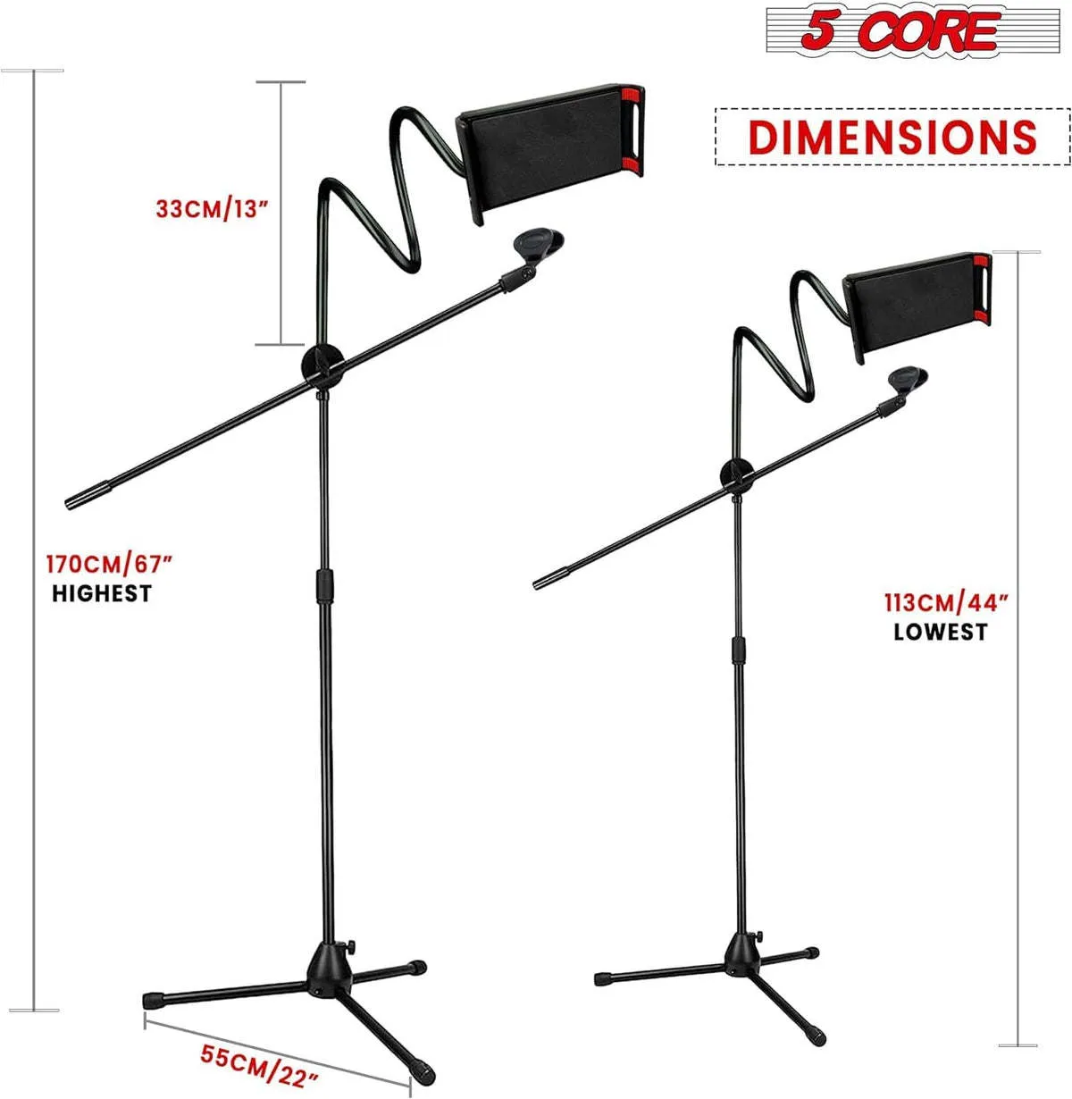 Microphone Stand   Phone Holder Floor Boom Mic Stand Gooseneck   Tablet Holder