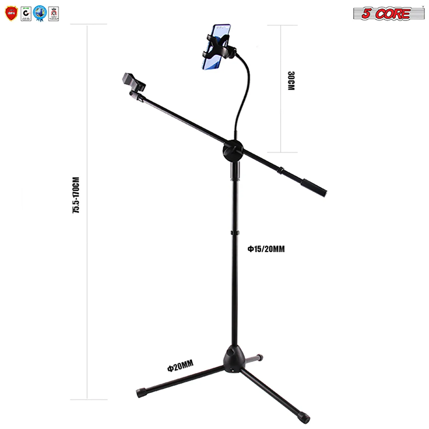 Microphone Stand   Phone Holder Floor Boom Mic Stand Gooseneck   Tablet Holder