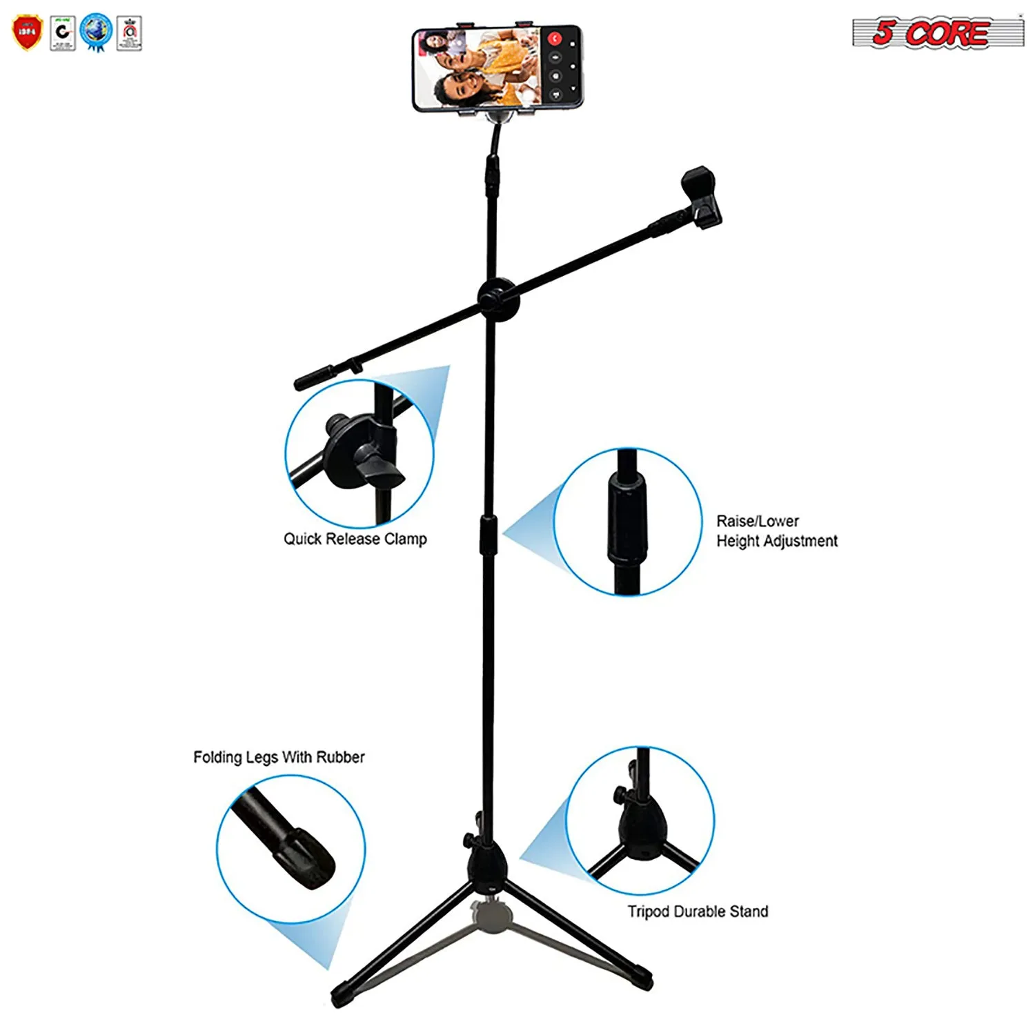 Microphone Stand   Phone Holder Floor Boom Mic Stand Gooseneck   Tablet Holder