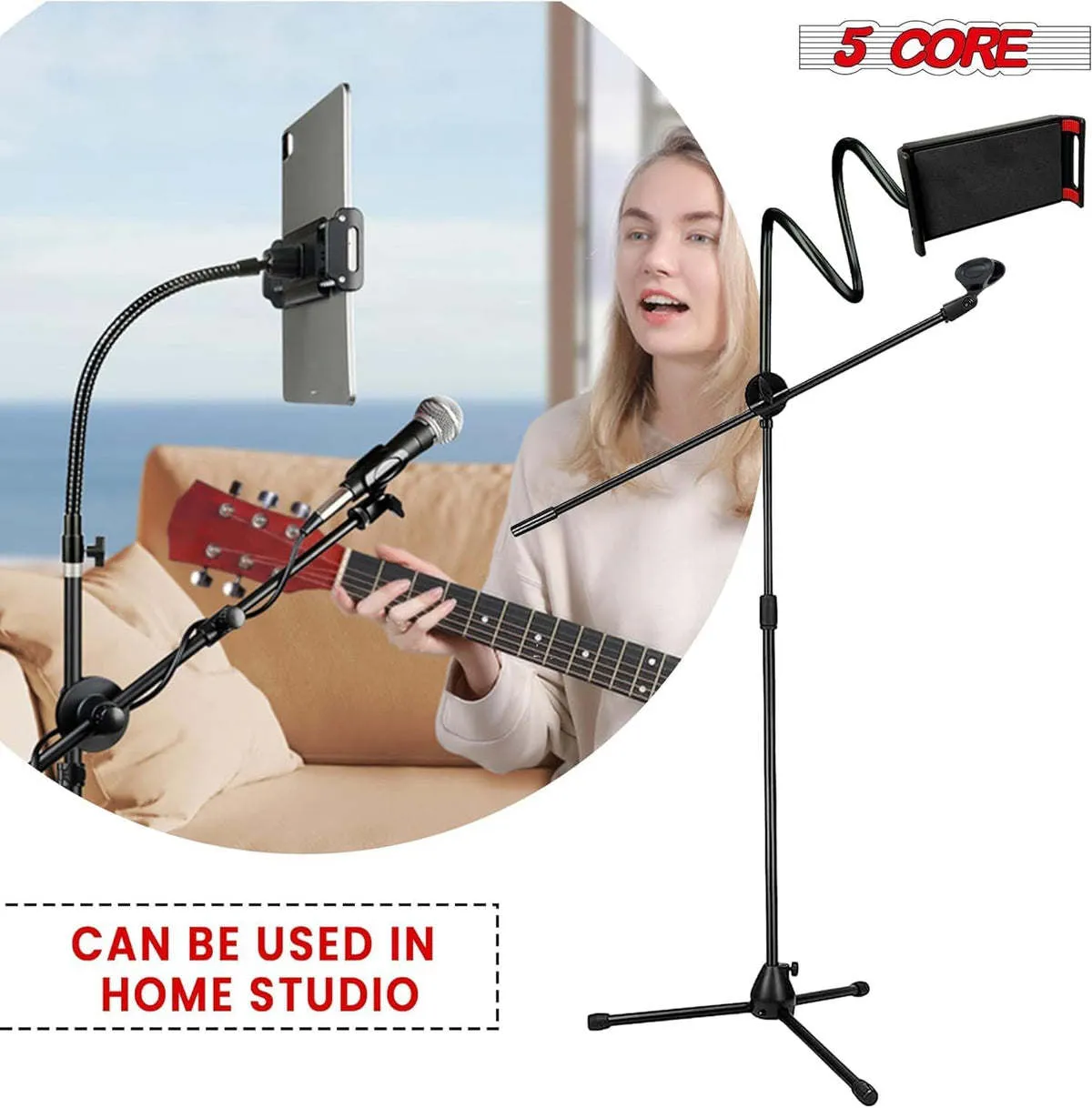 Microphone Stand   Phone Holder Floor Boom Mic Stand Gooseneck   Tablet Holder