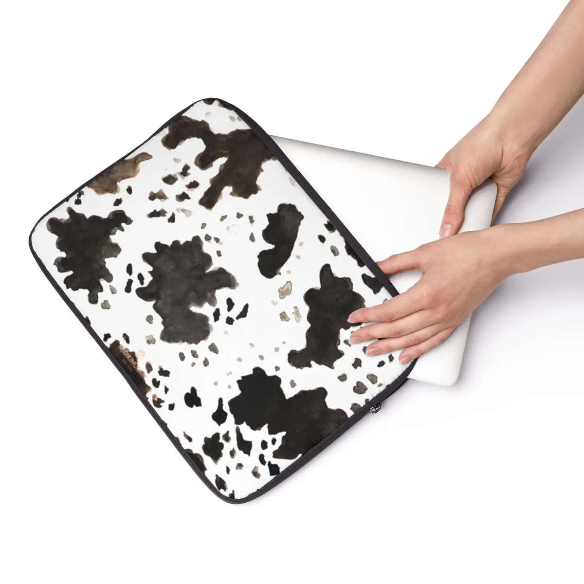 Milk Cow Animal Print 12", 13", 14" Laptop Sleeve With Top Loading Zipper-Made in USA