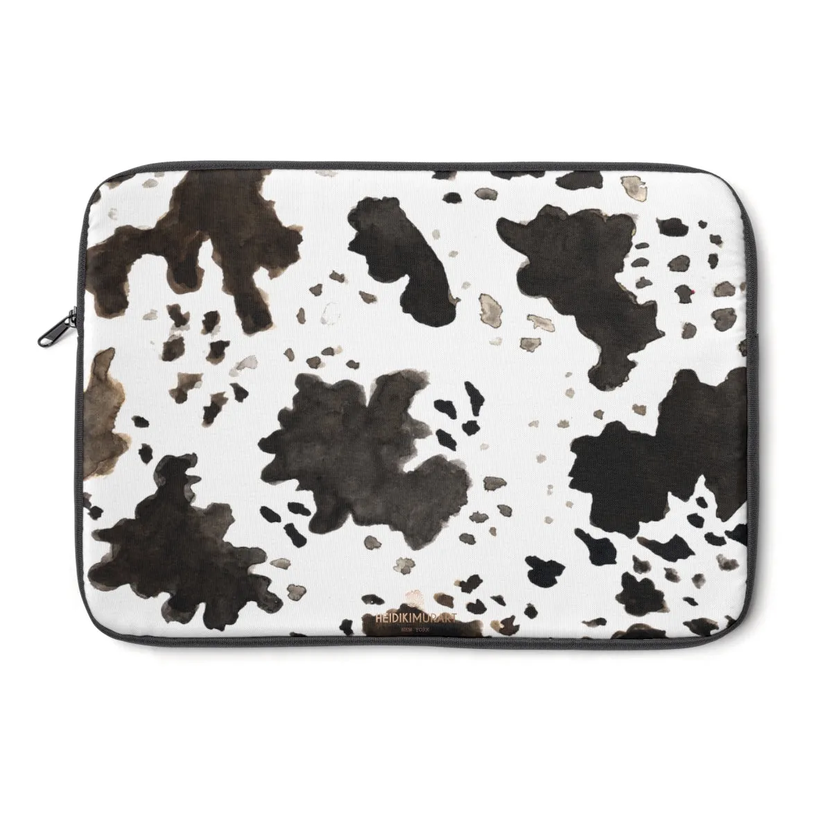 Milk Cow Animal Print 12", 13", 14" Laptop Sleeve With Top Loading Zipper-Made in USA