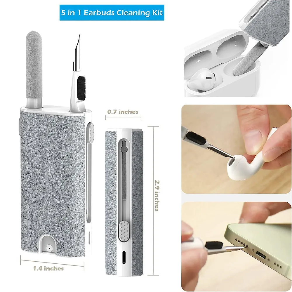 (NET) 5 in 1 Electronics Cleaning Kit  Multifunctional Bluetooth Earphone Cleaning Tool for Computer Cameras, Lenses, Mobile Phones