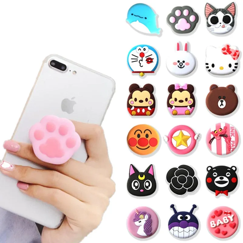 NEW 1PCS Universal mobile phone bracket Cute 3D Animal airbag Phone Expanding Stand Finger Holder rabbit bear phone holder Stand