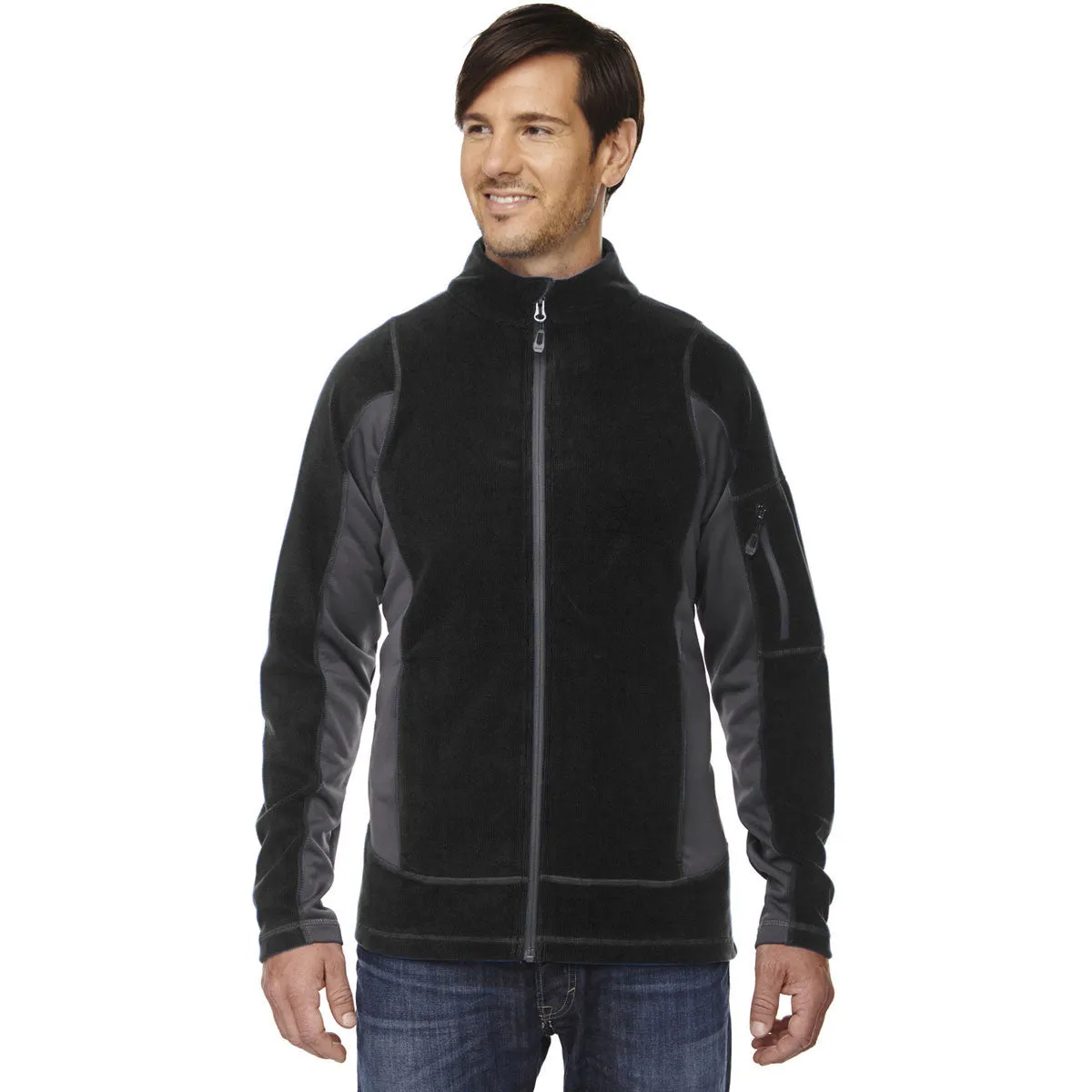 North End Men's Black Generate Textured Fleece Jacket