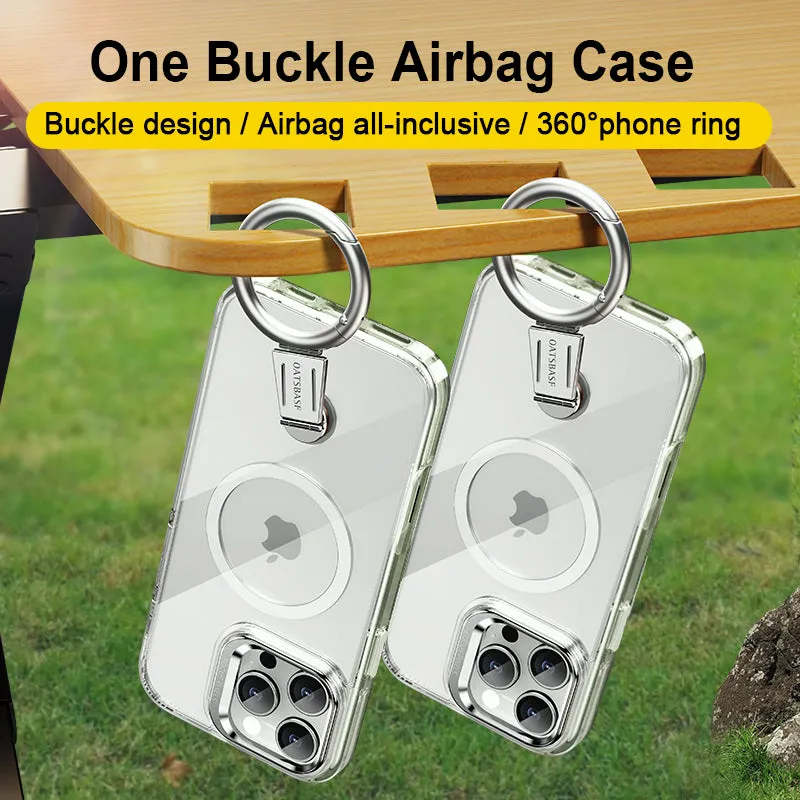 Oatsbasf One Buckle MagSafe Hook Ring Bracket Airbag Shockproof Case Cover