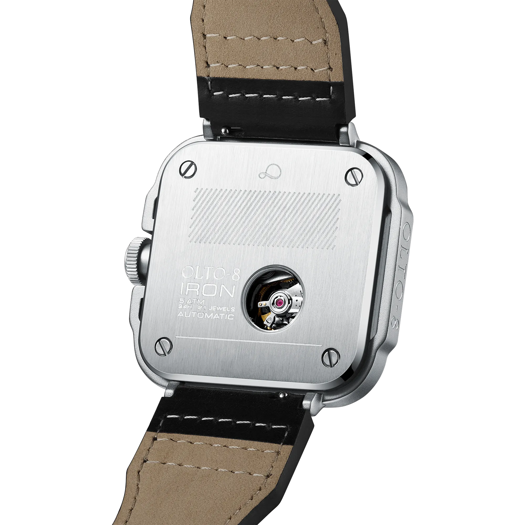 OLTO-8 IRON-X Square Skeleton Automatic Watch Brown