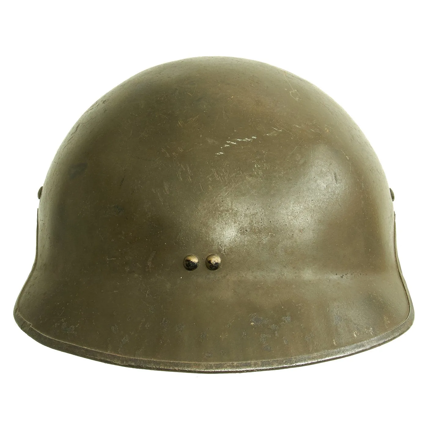 Original French WWII Model 1935 Tanker Armored Vehicle Helmet with Artillery Badge