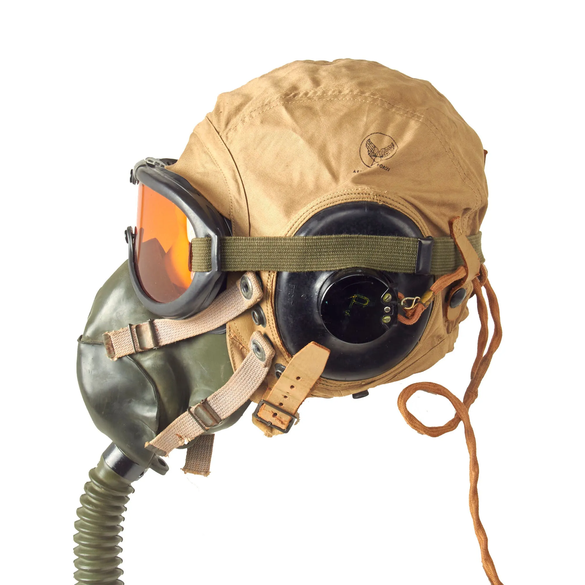 Original U.S. WWII Army Air Force Unissued Aviator Flight Helmet Set - Polaroid Goggles, A-10A Mask, AN-H-15 Helmet