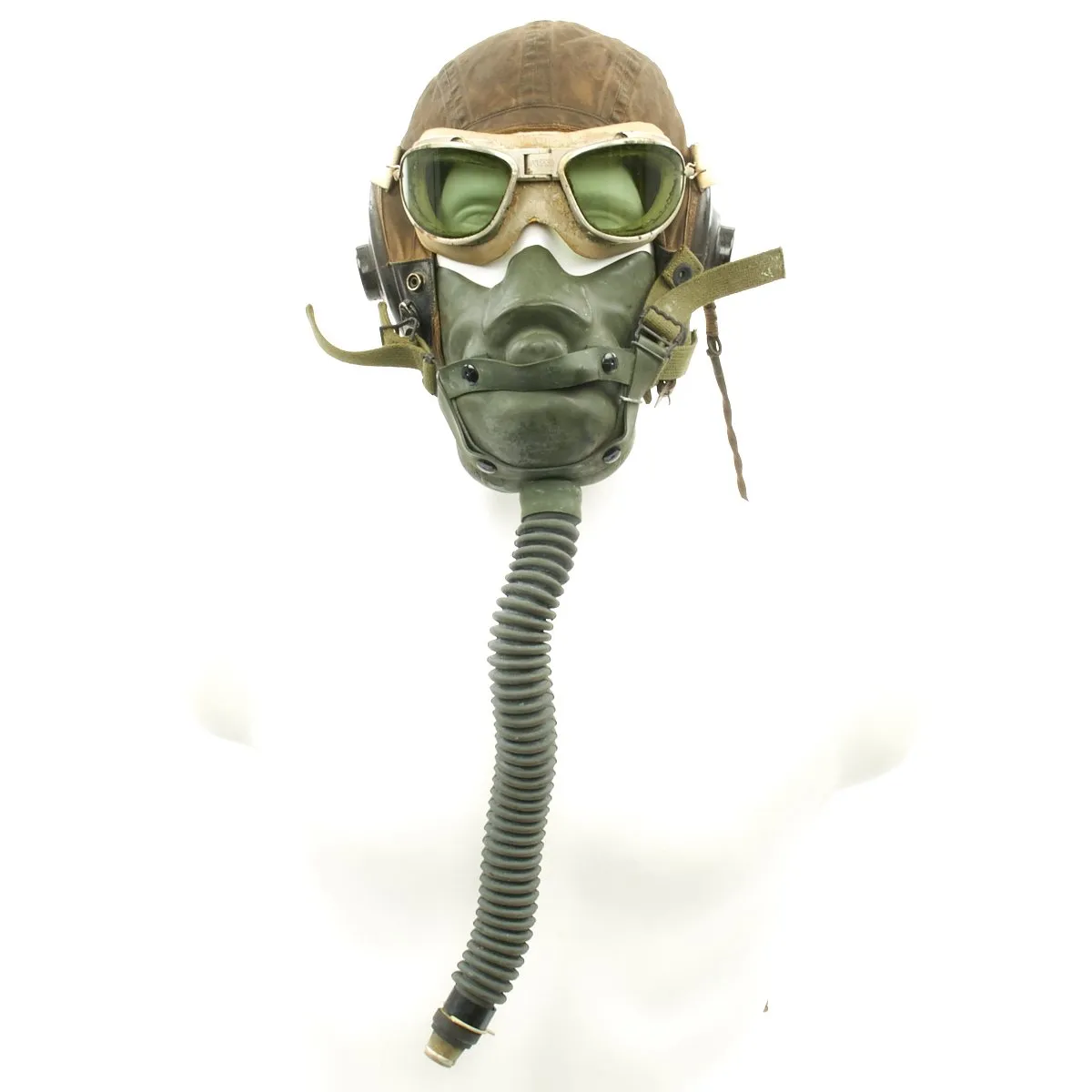 Original U.S. WWII USAAF Aviator Flight Set - AN6530 Green Goggles, A-14 Mask, AN-H-15 Helmet, ANB-H-1 Receivers