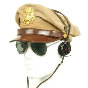 Original U.S. WWII USAAF Pilot Crush Cap with Receivers and Sunglass Set