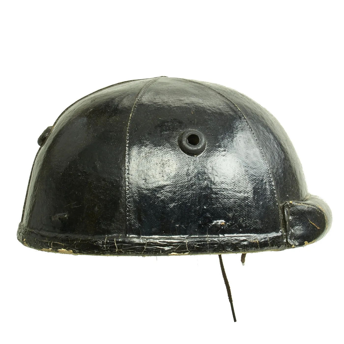 Original WWII Canadian Tanker Crash Helmet with Earphone "Scrum" - Size 6 7/8