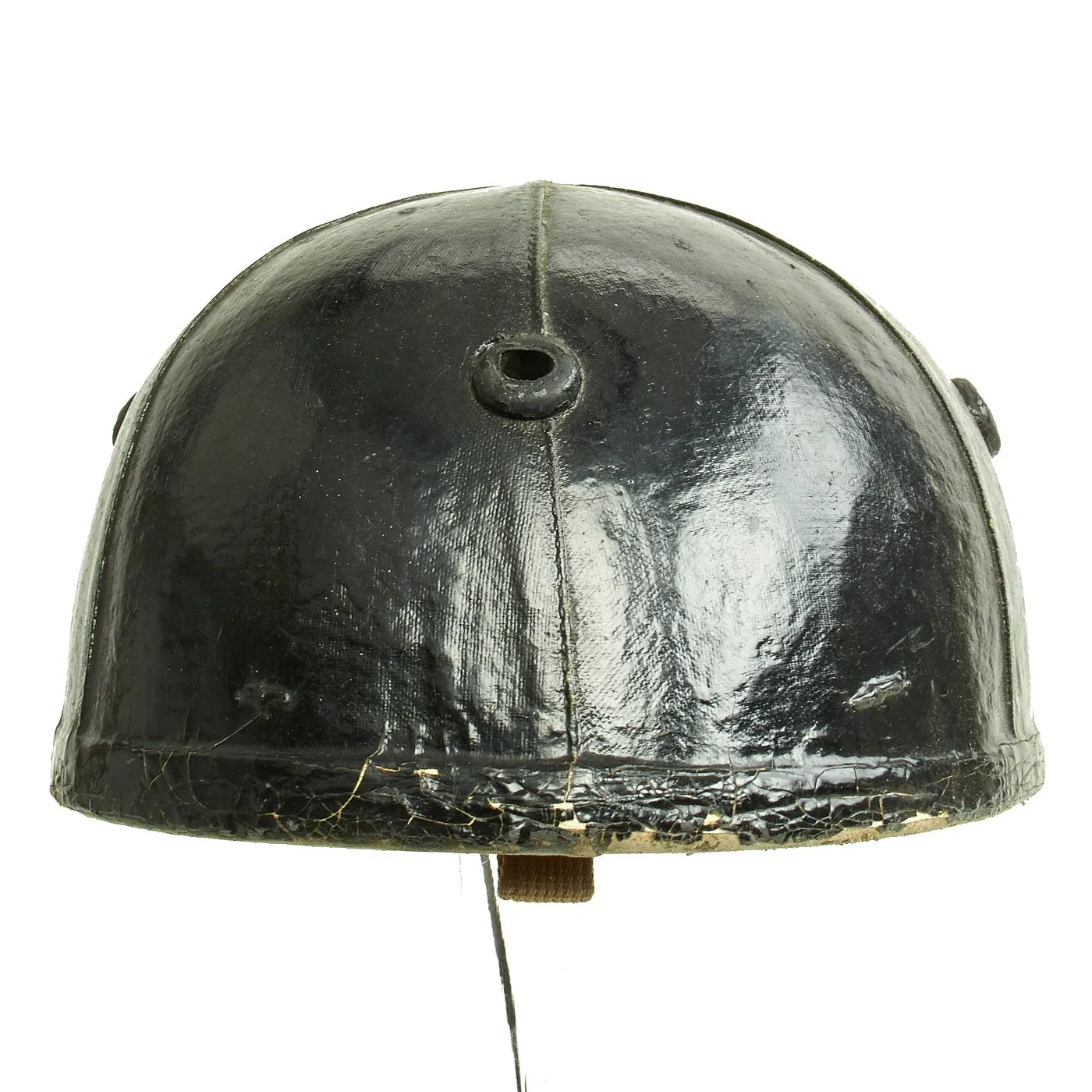 Original WWII Canadian Tanker Crash Helmet with Earphone "Scrum" - Size 6 7/8