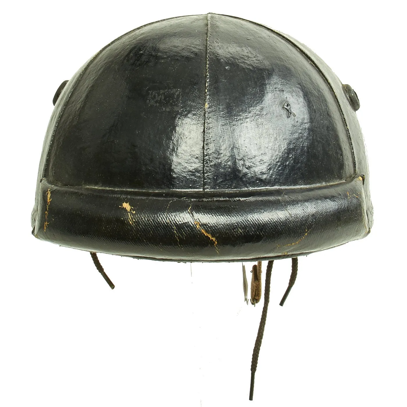 Original WWII Canadian Tanker Crash Helmet with Earphone "Scrum" - Size 6 7/8