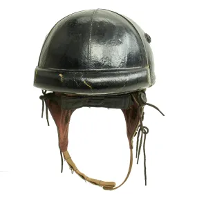 Original WWII Canadian Tanker Crash Helmet with Earphone "Scrum" - Size 6 7/8