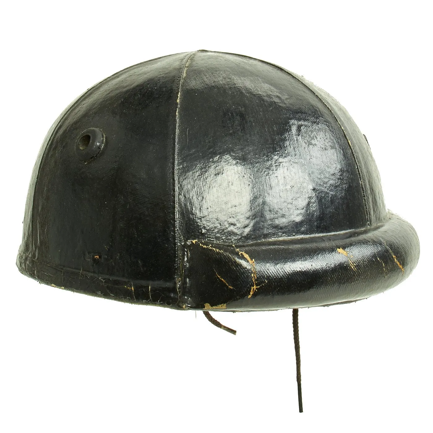 Original WWII Canadian Tanker Crash Helmet with Earphone "Scrum" - Size 6 7/8