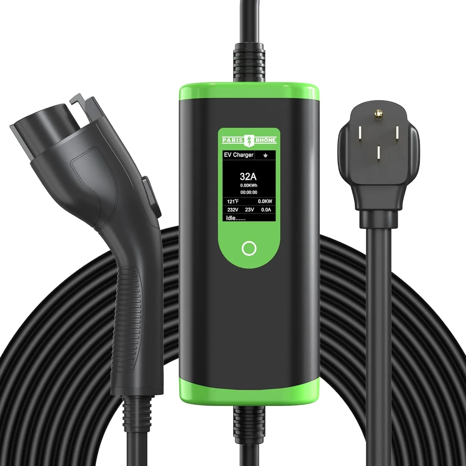 Paris Rhône NEMA 14-50 Level 2 Portable EV Charger 240V 32 Amp with 25 ft Extension Cord