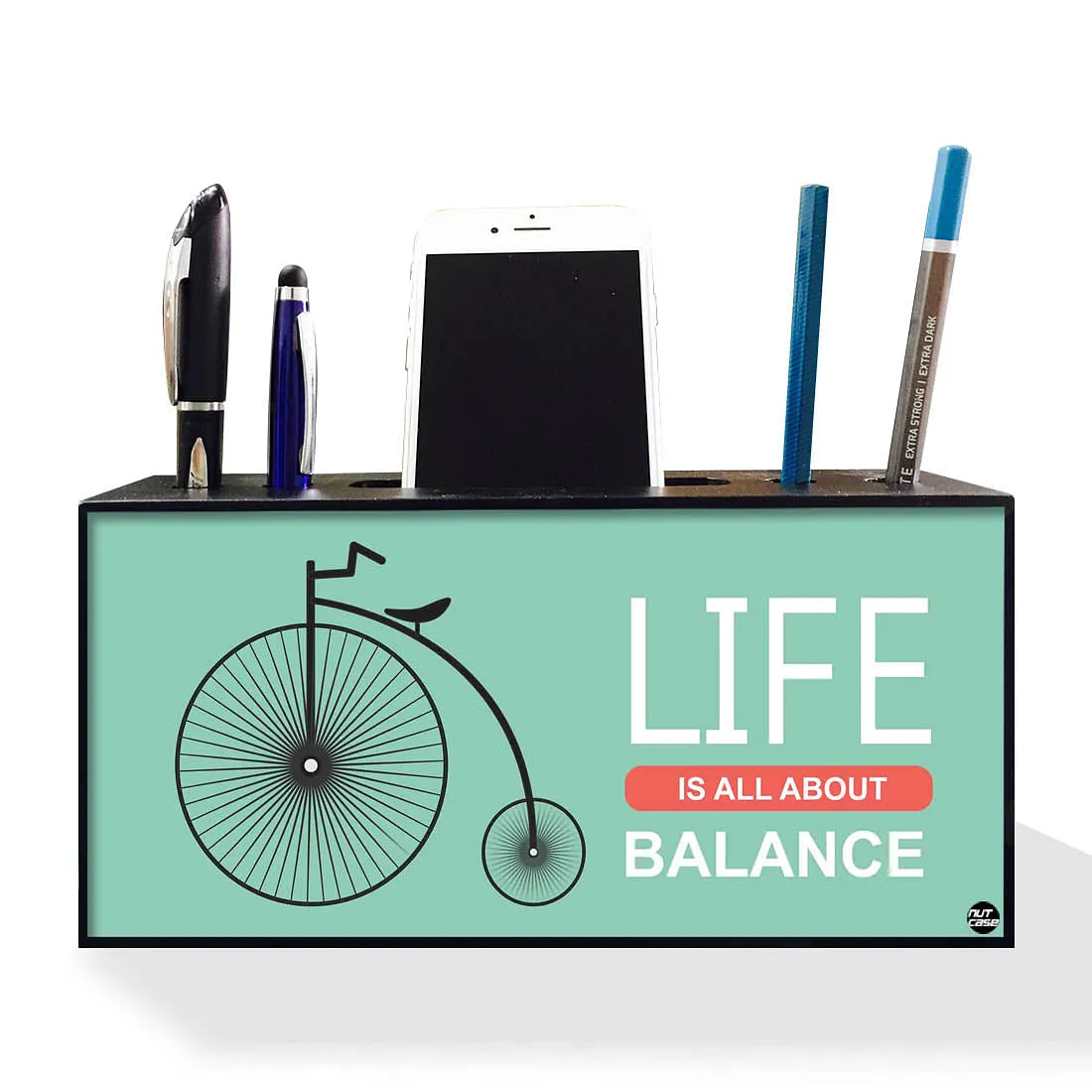 Pen Mobile Stand Holder Desk Organizer - Life Is All About Balance Art