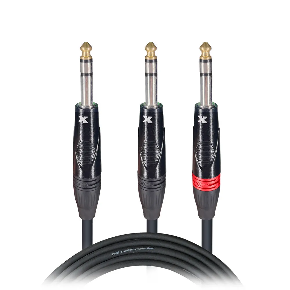 ProX XC-SYS10 10 Ft. 1/4" TRS-M to Dual 1/4" TRS-M High Performance Audio Cable