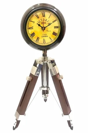 Royal Collection Wooden Tripod Adjustable Table Clock for Office and Living Room, Table Decor 12 inch