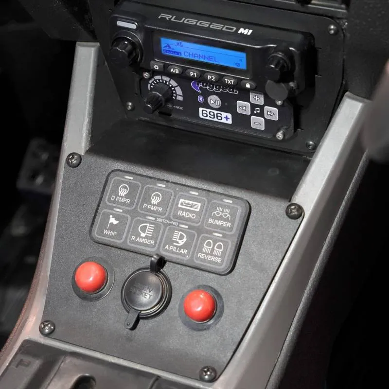 Rugged Radios Lower Accessory Panel - Switch Pros 12 - Polaris RZR PRO XP/RZR Turbo R/RZR PRO R Dash Mount Radio/Intercom