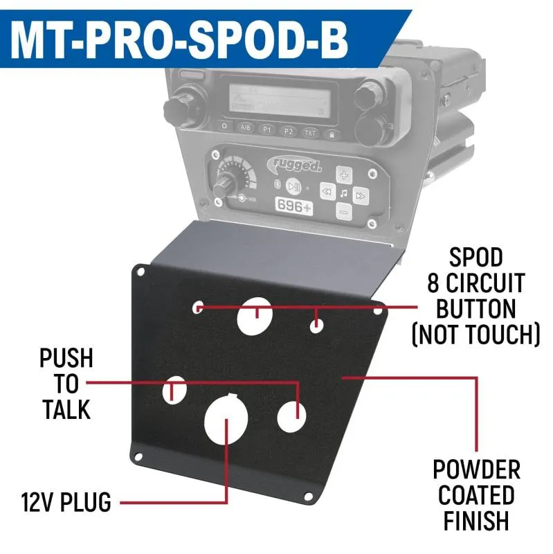 Rugged Radios Lower Accessory Panel - Switch Pros 12 - Polaris RZR PRO XP/RZR Turbo R/RZR PRO R Dash Mount Radio/Intercom