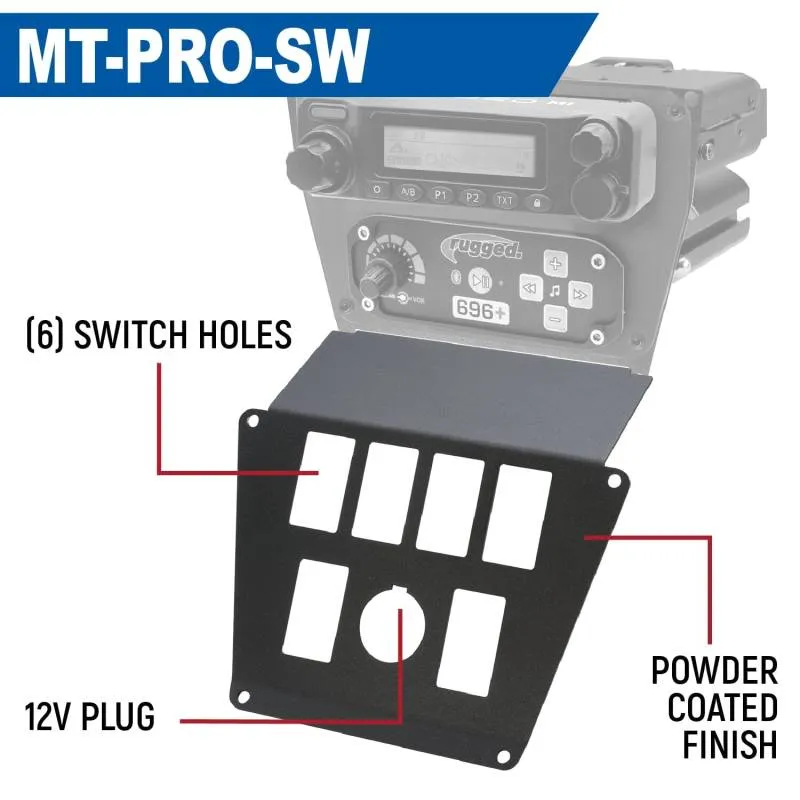 Rugged Radios Lower Accessory Panel - Switch Pros 12 - Polaris RZR PRO XP/RZR Turbo R/RZR PRO R Dash Mount Radio/Intercom