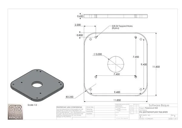 Software Bisque 30" Permanent Pier for ME, MEII, or MX Mount