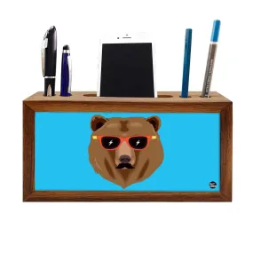 Solid Wood desk organizer - Bear Blue