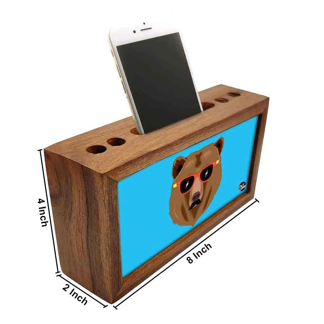 Solid Wood desk organizer - Bear Blue