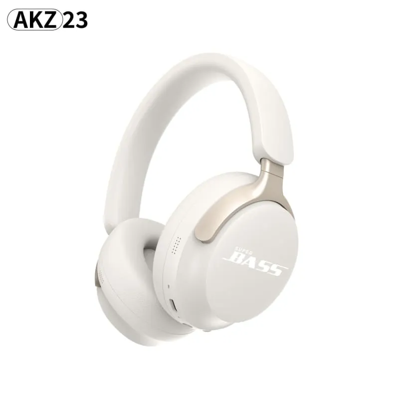 Stylish White Wireless Bluetooth Headset with Akz-23 Card Insertion