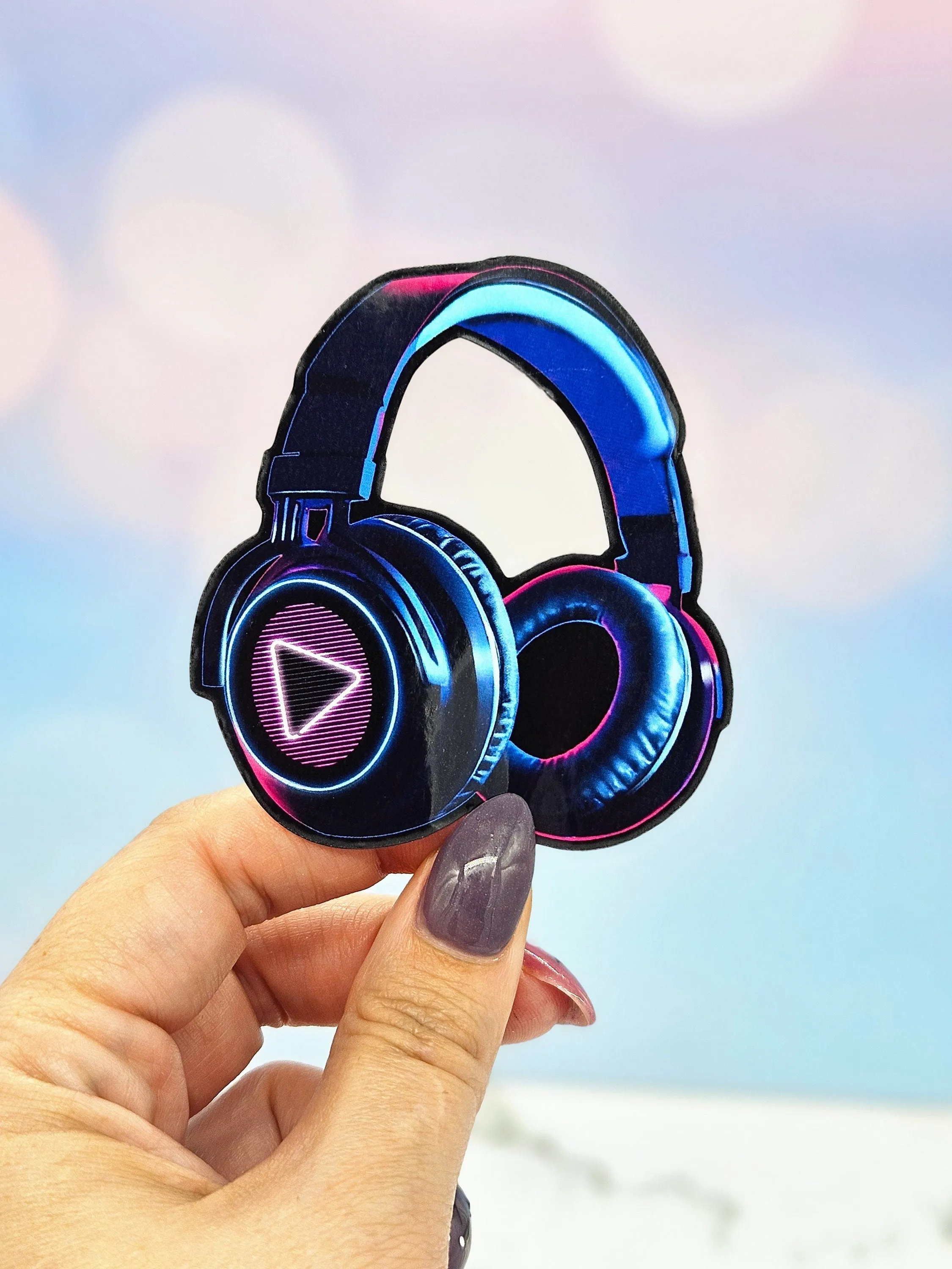 Synthwave Headphones Sticker