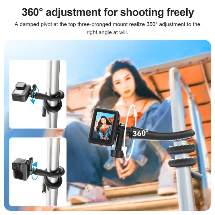 TELESIN Flexible Mount Bracket Octopus Tripod For Mini Action Camera and Mobile Phone,Spec: With Phone Clip Kit