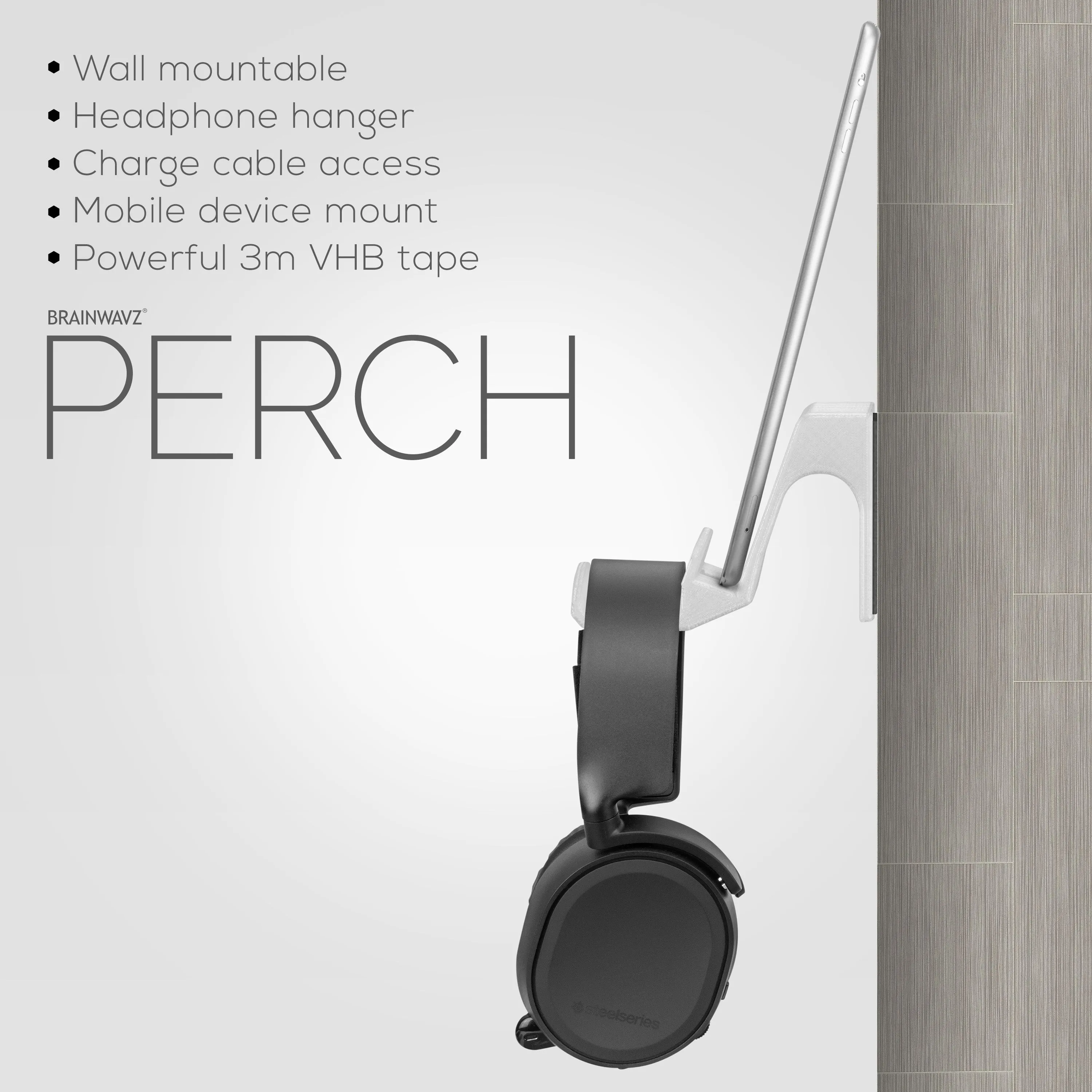 The Perch - Tablet / Phone Mount & Headphone Hanger - iPhone, iPad & Most Android Devices