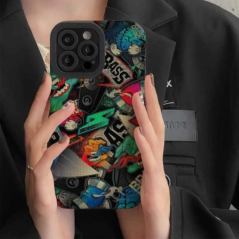 Trendy Graffiti Fashion: Cute Phone Case with Soft Cover for iPhone 14, 13, 12, 11 Pro Max, X, XS Max, XR, 7, and 8 Plus