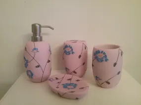 Turquoise and Pink Bathroom Accessory Set