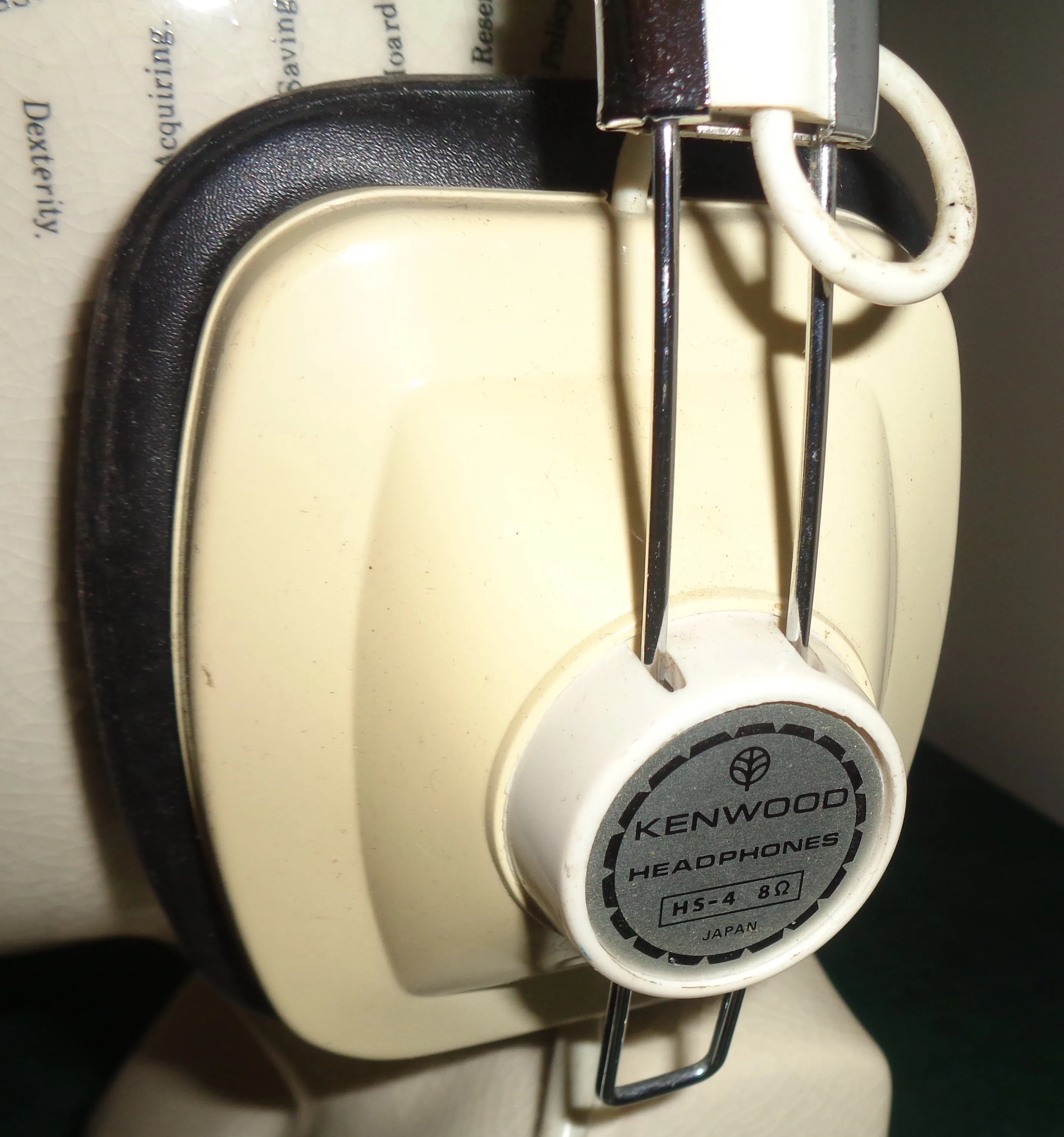 Vintage 1970s Kenwood HS4 8 Ohm White Headphones For Radio Communication