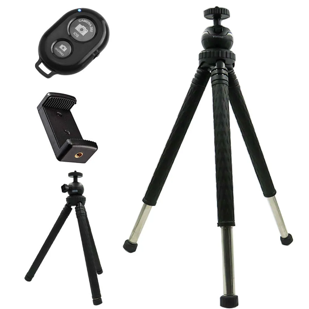 Vivitar 42" Fold Able Travel Tripod 360° Ball Head Rotation with Smart Phone Cradle and Wireless Remote