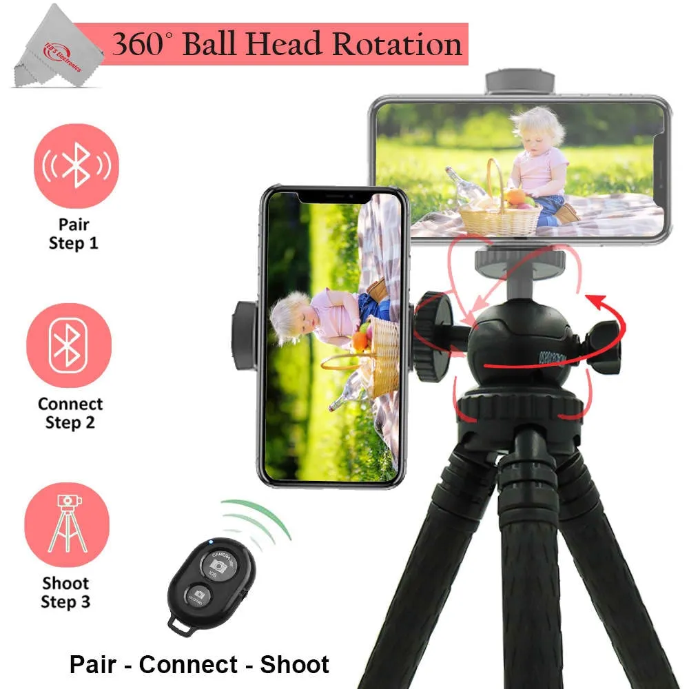 Vivitar 42" Fold Able Travel Tripod 360° Ball Head Rotation with Smart Phone Cradle and Wireless Remote