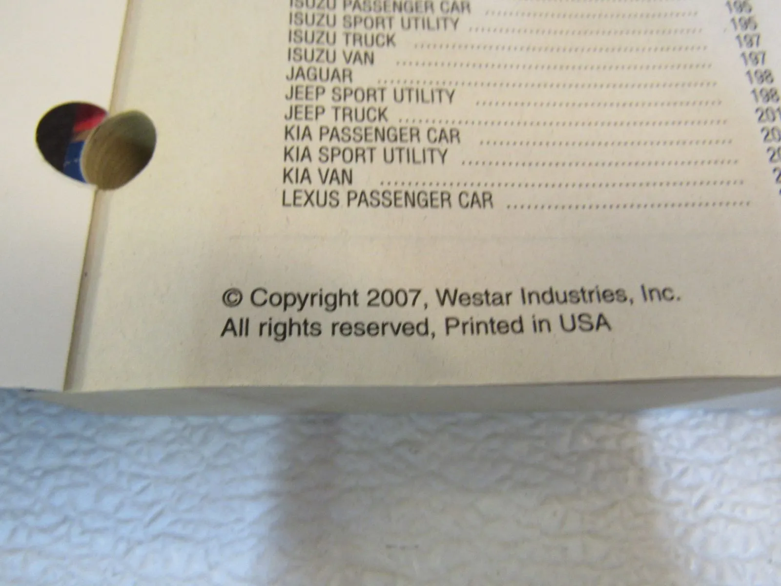 Westar Industries Inc 2008 Application Catalog & Intercharge Automotive WES2008 -- Used