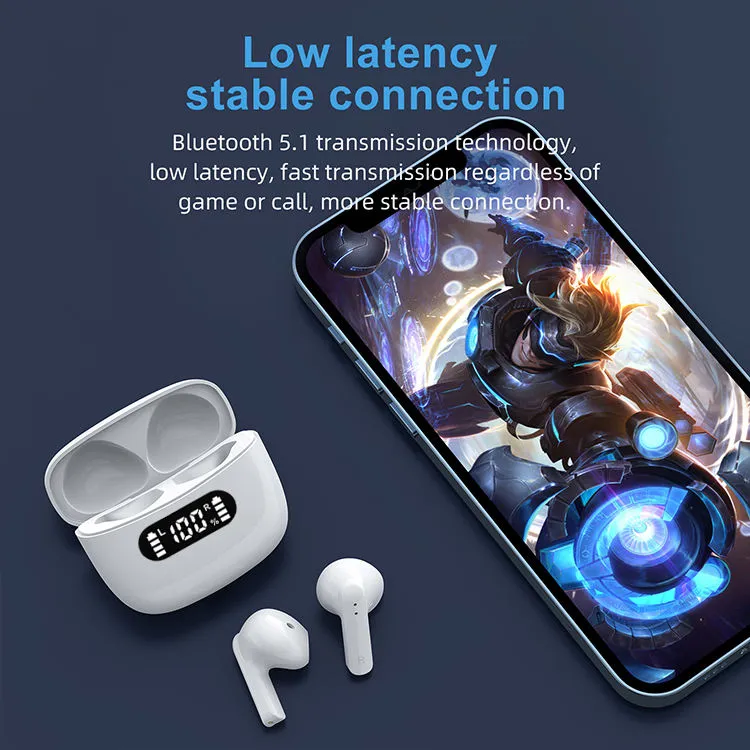 Wireless Earbuds Bluetooth 5.2 Light-Weight HiFi Stereo Headphones with LED Digital Display