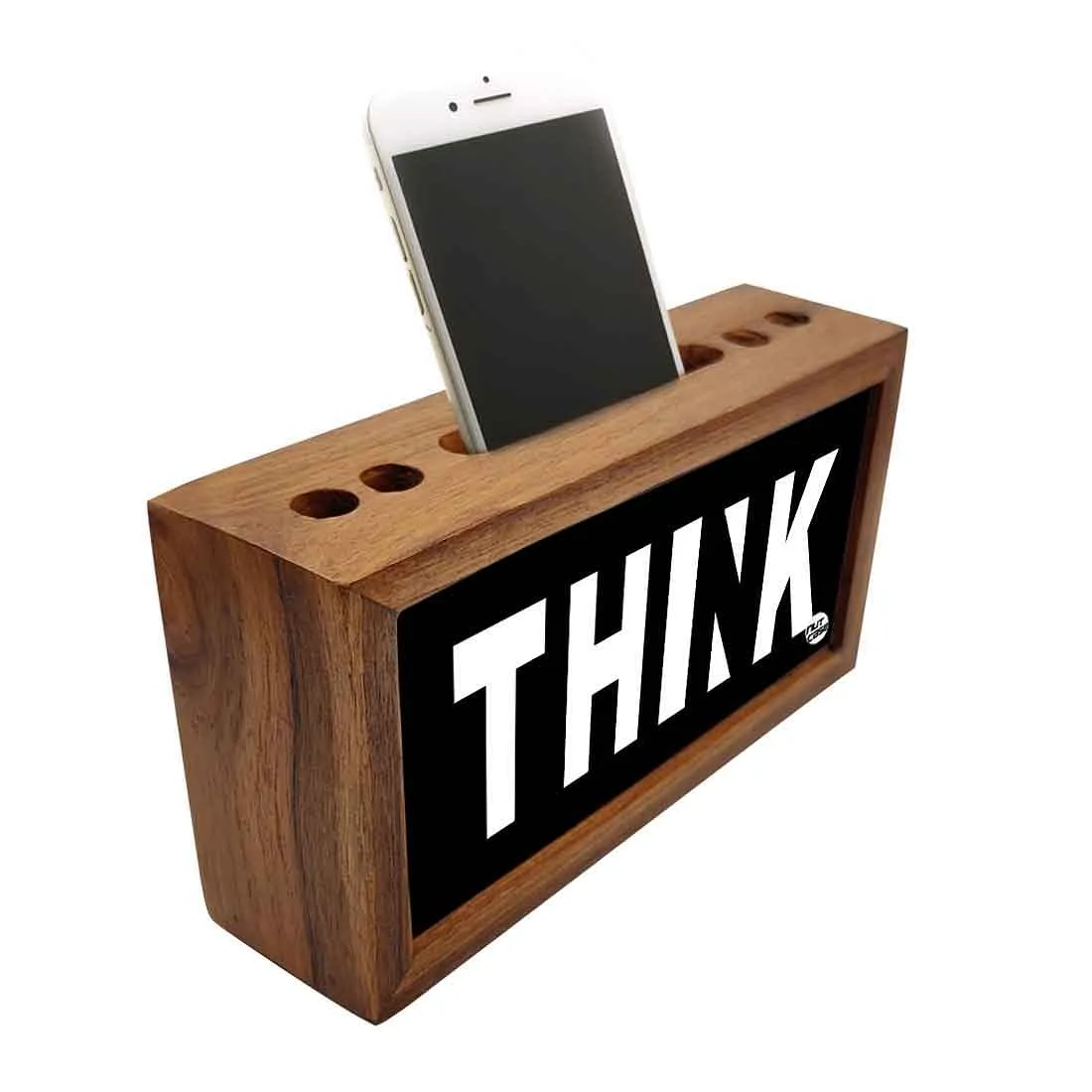 Wooden desk organizer Pen Mobile Stand - Think